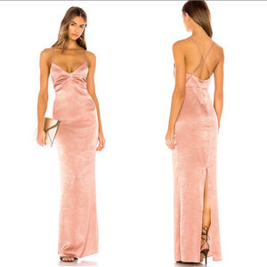 Revolve Ellie Slip Dress $230 Stretch Satin Gown Shimmer Mauve Pink Nude NWT